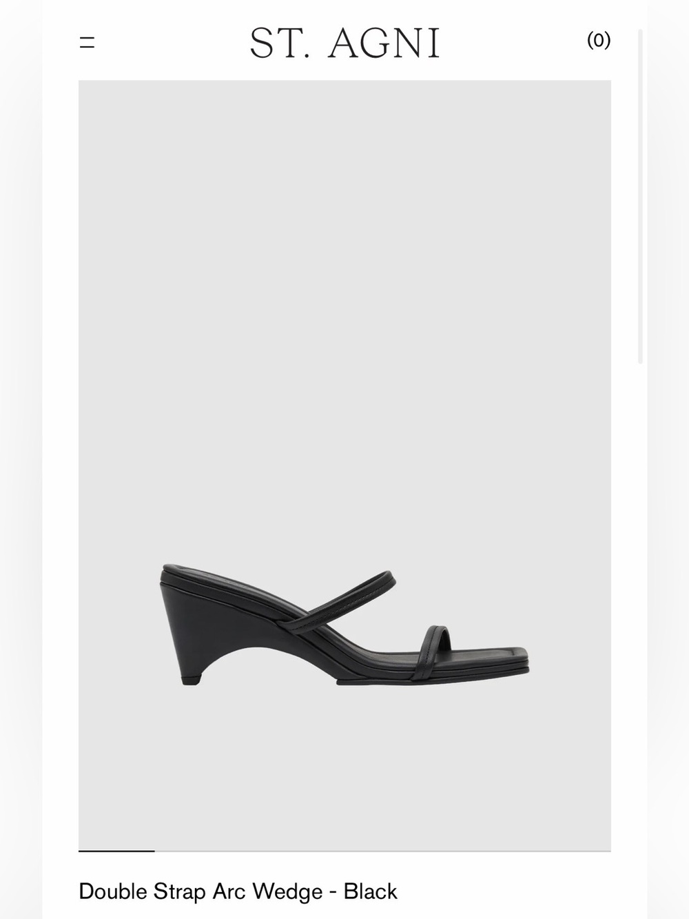 ST ANGI Double Strap Arc Wedge Sandal - Black - Size 39